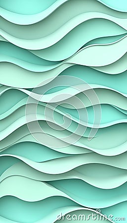 Seamless Aqua Gradient 3D Minimalist Wave Texture Pattern Background, Elegant Design. Stock Photo