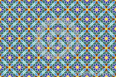 Seamless arabic geometric colored ornament in style girih Vector Illustration