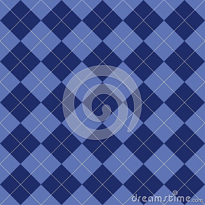 Seamless argyle pattern. Rhombus of blue color. Texture for plaid, tablecloths, clothes, shirts and other textile products. Vector Illustration