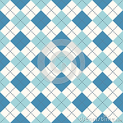 Seamless argyle plaid blue pattern. Diamond check Vector Illustration