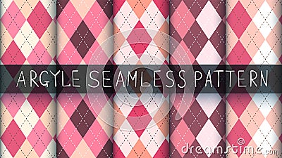 Seamless argyle plaid pink pattern. Vector Illustration