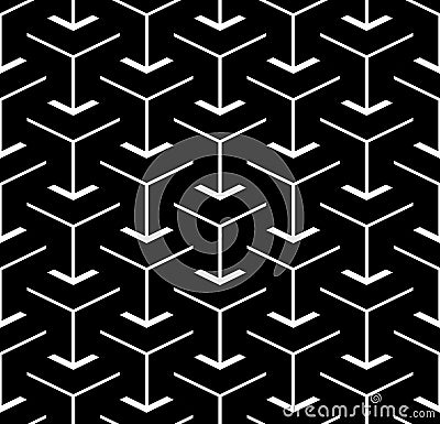 Seamless arrows pattern. Black geometric texture. Vector Illustration