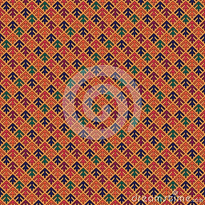 Seamless arrows pattern. Repeated stylized trees background. Squama ornament. Scales image. Ancient window tracery motif. Ethnic Vector Illustration