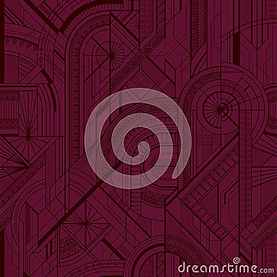 Seamless art deco geometric burgundy pattern Vector Illustration