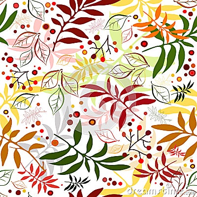 Seamless autumn floral pattern Vector Illustration