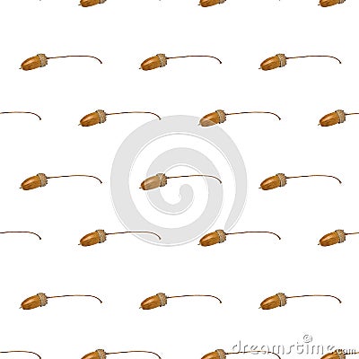 Seamless autumn pattern acorn on white background Stock Photo