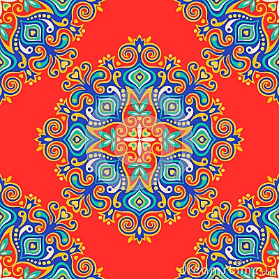 Seamless background with abstract ethnic pattern. Vector Illustration