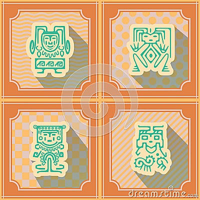 Seamless background with American Indians relics dingbats characters Vector Illustration