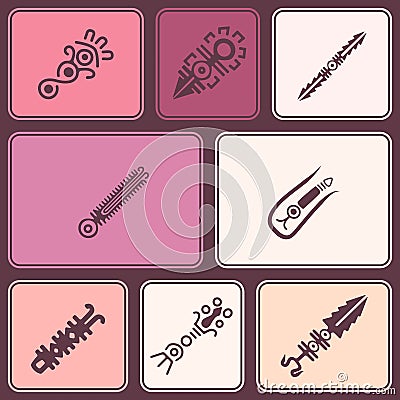 Seamless background with American Indians relics dingbats characters Vector Illustration