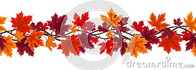 Seamless background with autumn maple leaves Vector Illustration