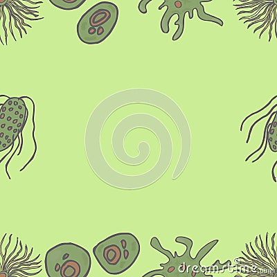 Seamless background of bacteria Vector Illustration