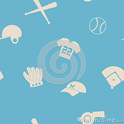 Seamless background with baseball icons Vector Illustration