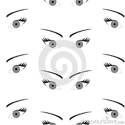 Seamless background with beautiful eyes, endless eye pattern Vector Illustration