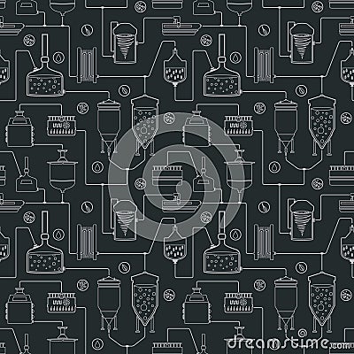 Seamless background with beer brewing process Vector Illustration