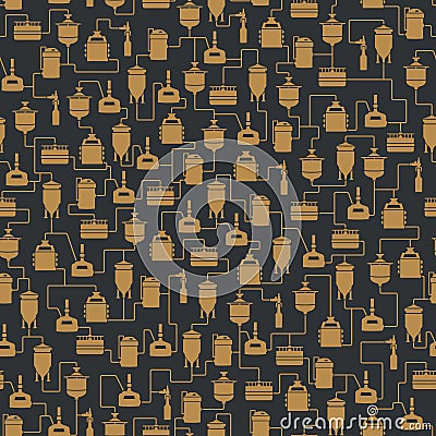 Seamless background with beer brewing process Vector Illustration