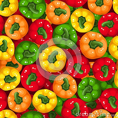 Seamless background with bell peppers. Vector Illustration