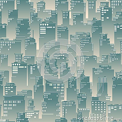 Seamless background of big abstract city. Vector Illustration