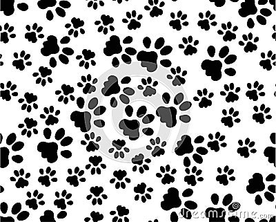 Seamless background from black animals tracks Stock Photo
