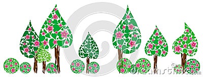 Seamless Background with blooming trees Vector Illustration