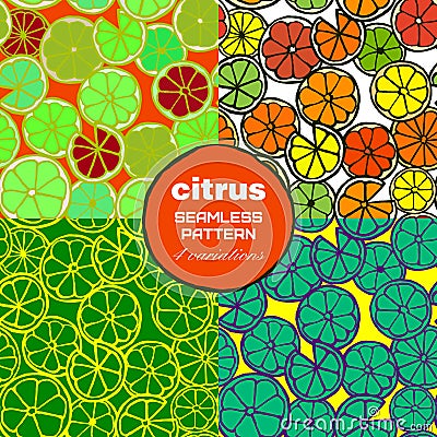 Pattern with bright citrus fruit. Vector Illustration