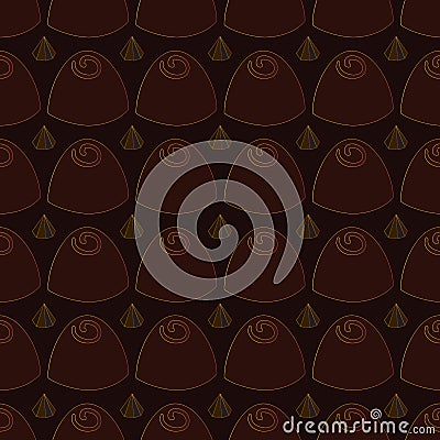 Seamless background with candy, chocolate and gold wrappers Vector Illustration