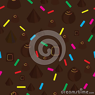 Seamless background with candy and cookie decorations Vector Illustration