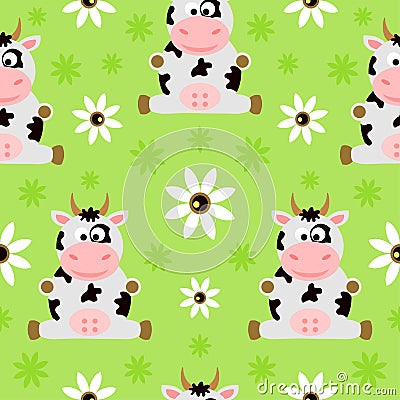 Seamless Background Cartoon With Cow Stock Photos - Image: 30415233