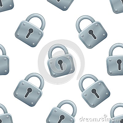 Seamless background with cartoon metal locked padlocks Vector Illustration