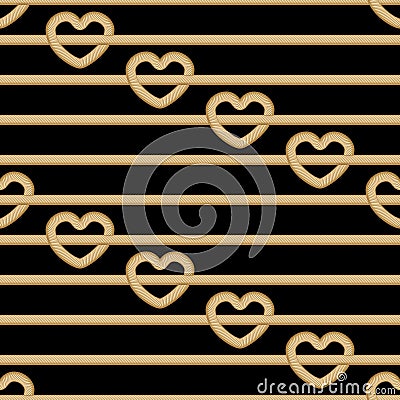 Seamless background with chains, anchors, rope, grid. Abstract pattern in nautical style. Marine motifs ornament Cartoon Illustration