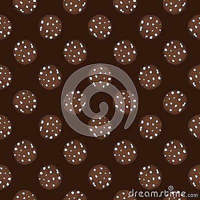 Seamless background with chocolate cookies. Vector illustration Vector Illustration