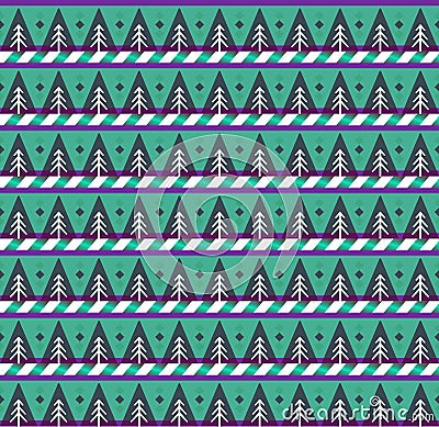 Seamless background with christmas trees and candy stripes prin Vector Illustration