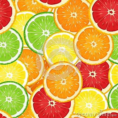 Vector Seamless background with citrus fruits. Vector Illustration