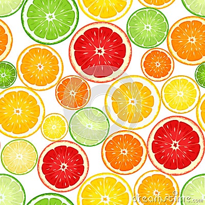 Seamless background with citrus fruits. Vector Illustration