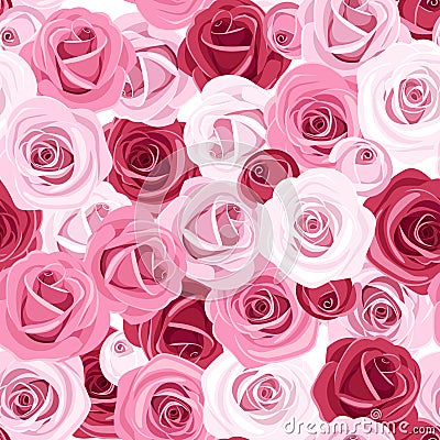 Seamless background with colored roses. Vector Illustration