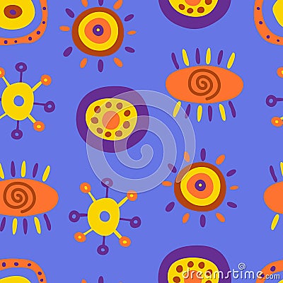 Seamless background with colorful ethnic patterns Vector Illustration