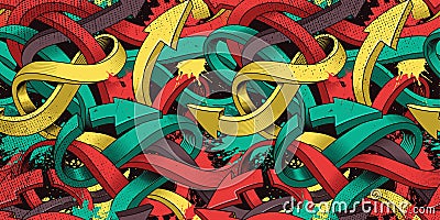 Seamless background with colorful graffiti arrows of art Vector Illustration