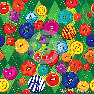 Seamless background with colorful sewing buttons Vector Illustration