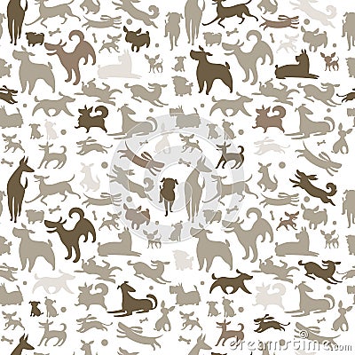 Seamless background composed of simplified dog silhouettes Vector Illustration