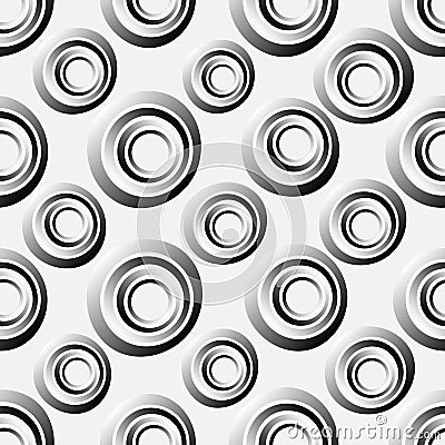 Seamless background of concentric circles in chrome gradient on white Vector Illustration