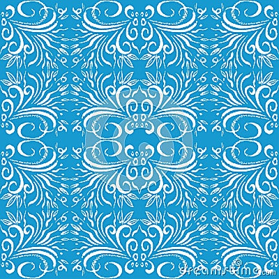 Seamless background of contour hand drawings decorative textured design elements Vector Illustration