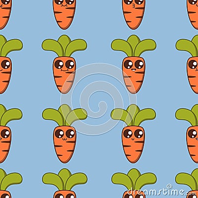 Seamless background. Cute carrots with different smiles Vector Illustration