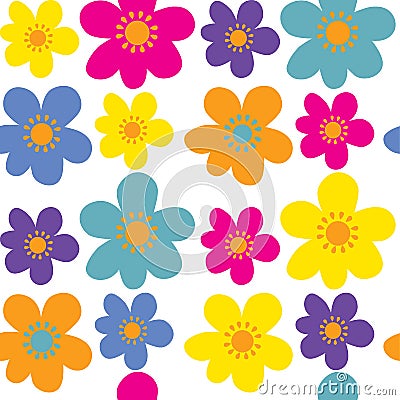 Seamless background with cute flower Cartoon Illustration