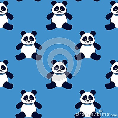 Seamless background cute panda bears Vector Illustration