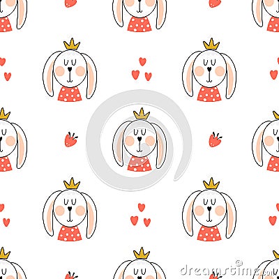 Seamless background with cute rabbits Vector Illustration