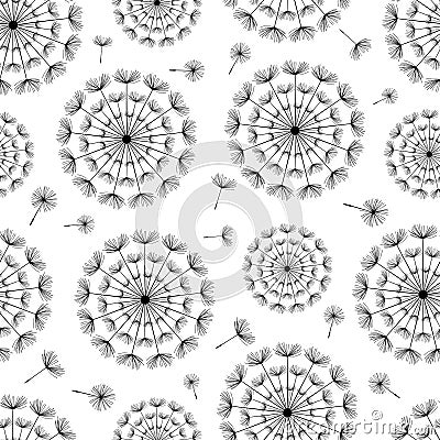 Seamless background with dandelion fluff Vector Illustration