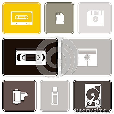 Seamless background with data storage icons Vector Illustration