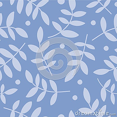 Seamless background with decorative branche, leaves and polka dots Stock Photo