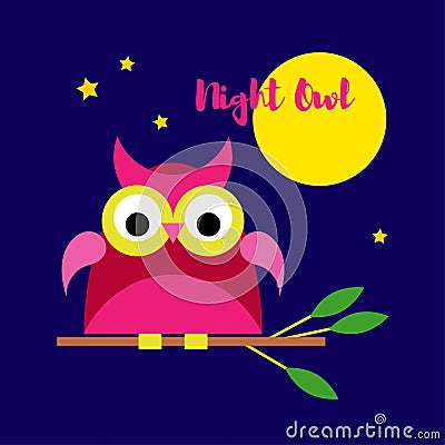 Seamless background with decorative owls. Moonlit night. Stock Photo