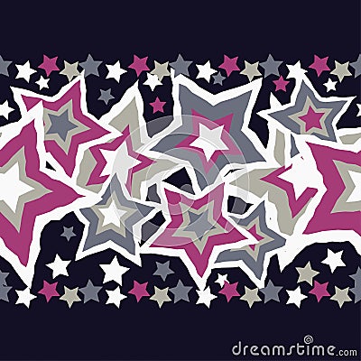 Seamless background with decorative stars. Seamless border. Stock Photo