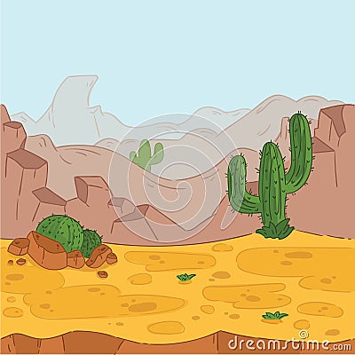 Seamless background. Desert landscape for game design. Vector Illustration